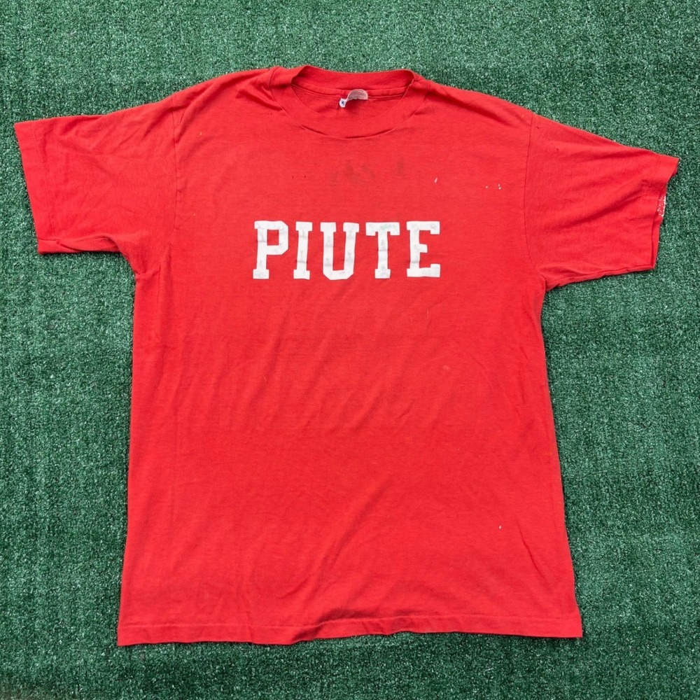 Vintage 90s Hanes Flock Print Piute T-shirt